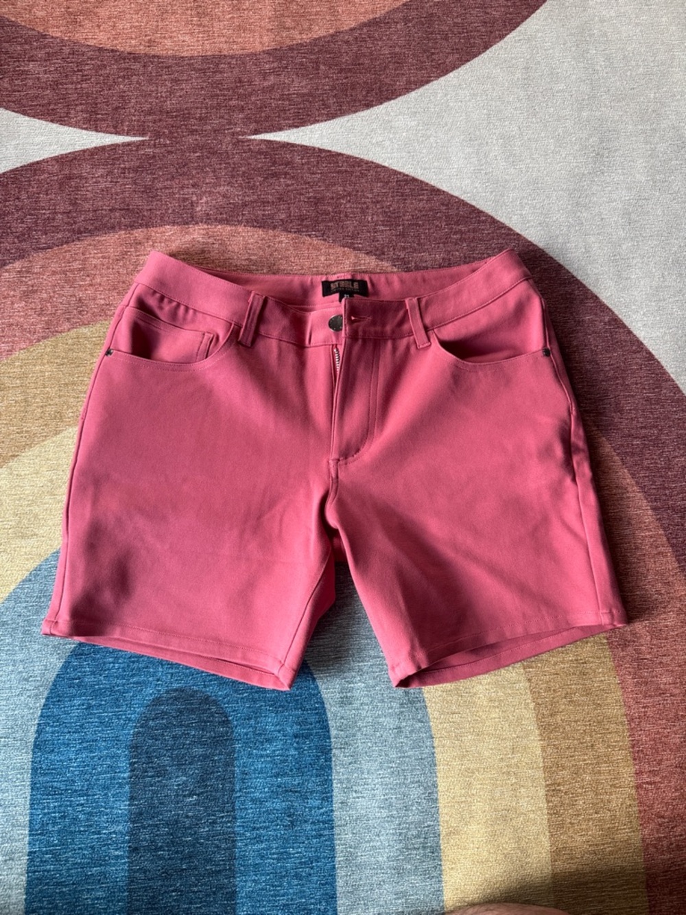 Men's Flat Front Stretch Shorts in Pink